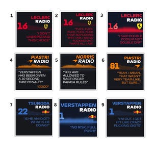 F1 Radio Vinyl Stickers, Formula 1 Racing Gift. Red bull, Mclaren, Ferrari drivers (Laptop/window/car/Notebook…)
