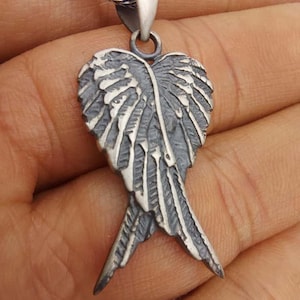 Ciondolo con ali d'angelo in argento sterling 925 - Collana con angelo custode - Gioiello commemorativo - Regalo amuleto di protezione
