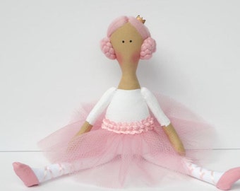 Princess Doll Ballerina Doll Cute Fabric Doll Pink White Cloth Doll Handmade Stuffed Doll Rag Doll Ballet Dancer Birthday gift