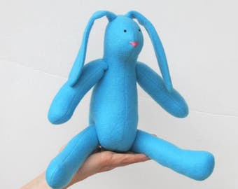 Blue Bunny Rabbit Hare Soft Plush Toy Easter Bunny Doll Rabbit Bunny Softie Easter Gift for Baby Shower Nursery Décor