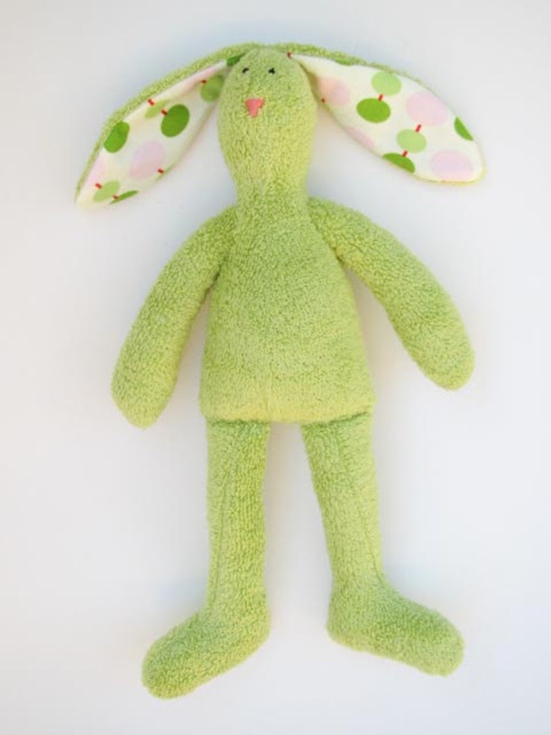 Stuffed Bunny Doll Cute Soft Terry Cloth Easter Bunny Rabbit Hare Softie Plush Light Green Olive Bunny Rabbit Baby Shower gift Nursery Decor image 5