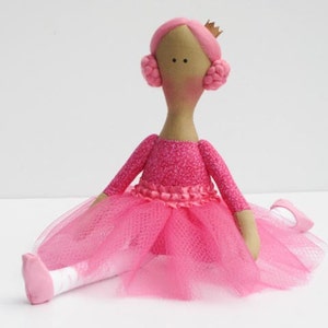 Ballerina Doll Princess Doll Bright Pink Fabric Doll Cloth Doll Toy Stuffed doll Rag Doll Ballet Dancer gift for girls Room Décor Toy image 5