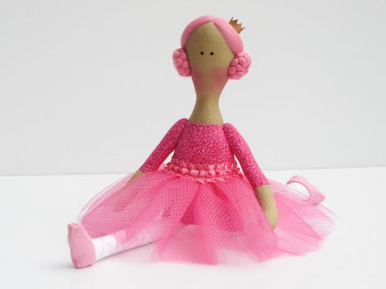 Ballerina Doll Princess Doll Bright Pink Fabric Doll Cloth Doll Toy Stuffed doll Rag Doll Ballet Dancer gift for girls Room Décor Toy image 5