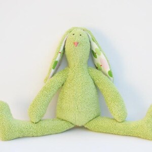 Stuffed Bunny Doll Cute Soft Terry Cloth Easter Bunny Rabbit Hare Softie Plush Light Green Olive Bunny Rabbit Baby Shower gift Nursery Decor image 1