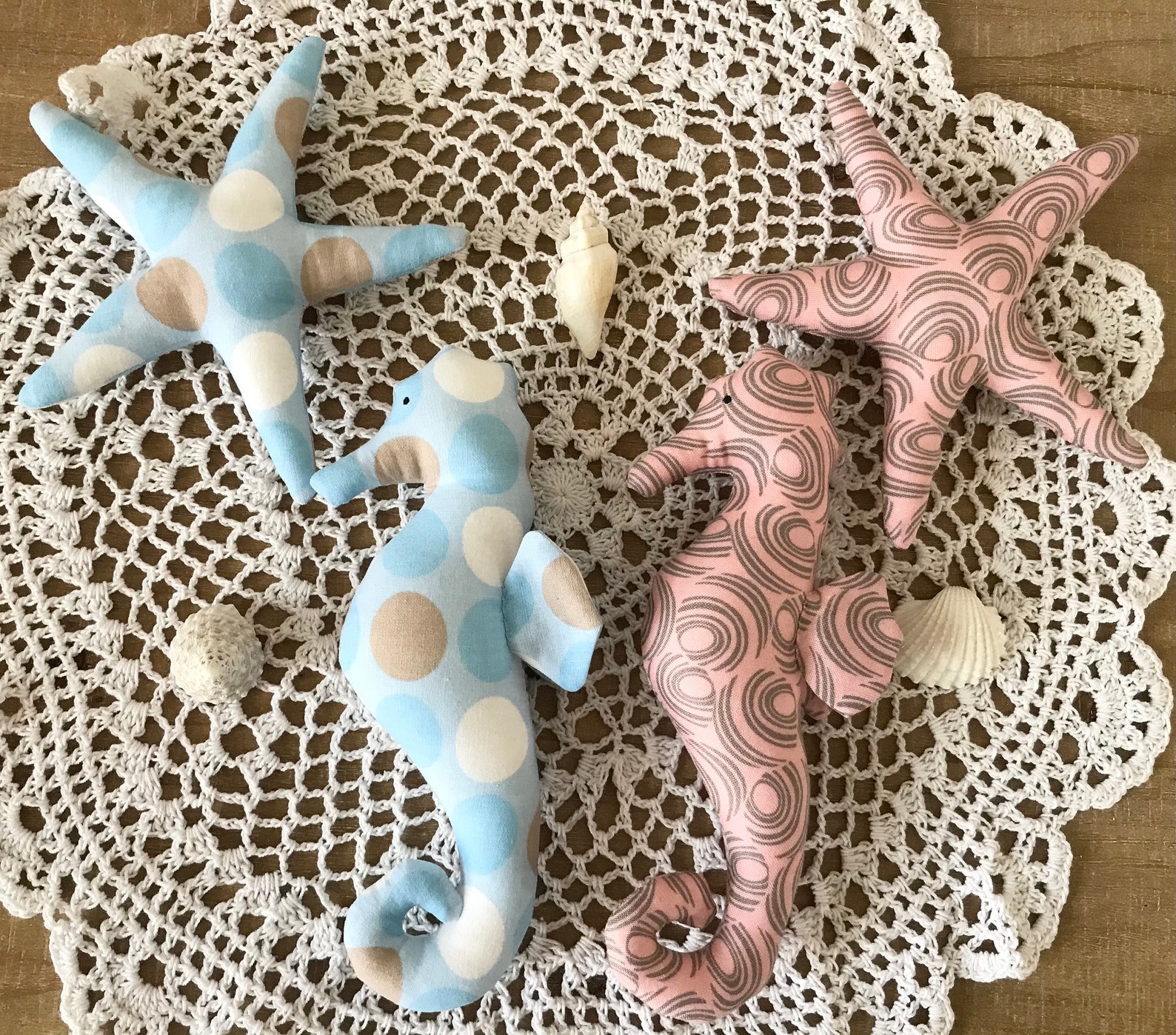 Plush Seahorse Pink Gray Blue Toy Stuffed Seahorse & Starfish | Etsy