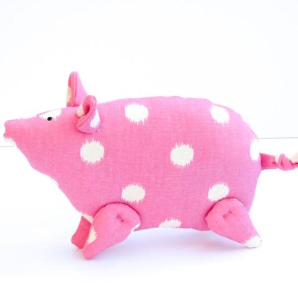 Pink pig stuffed animal toy,softie plush toy polka dot soft toy piggy- gift idea for birthday, get well and cheer up.