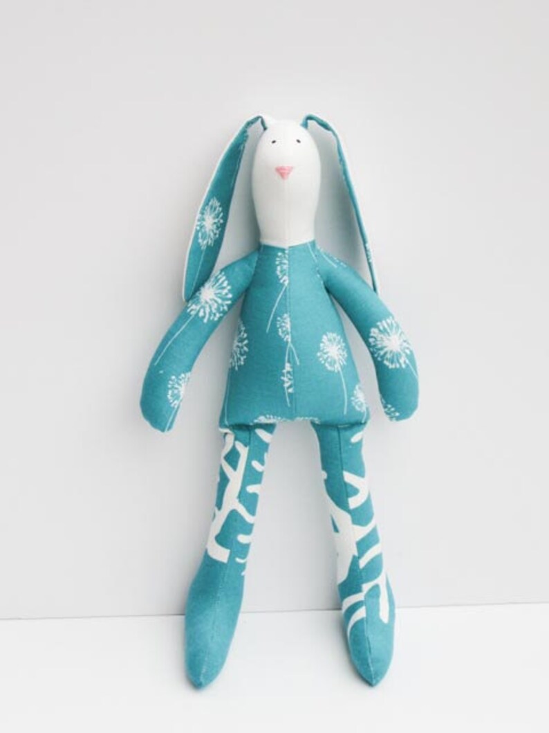 Teal Bunny Stuffed Bunny Rabbit Hare Stuffed Toy Plush Doll Etsy