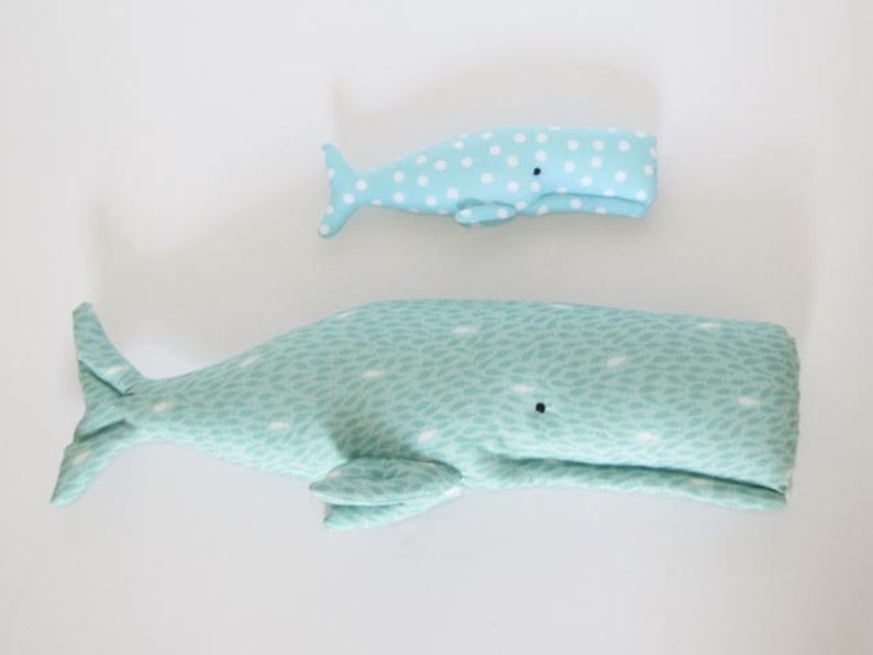 Plush whale stuffed whales big and small sea creatures child friendly toy teal turquoise fish nautical sea ocean baby shower gift