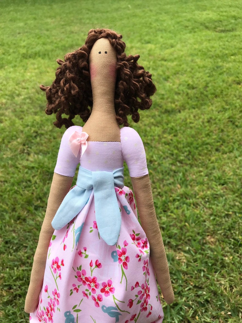 Fabric Doll Tilda Doll Handmade Stuffed Doll Blue Pink Floral Etsy