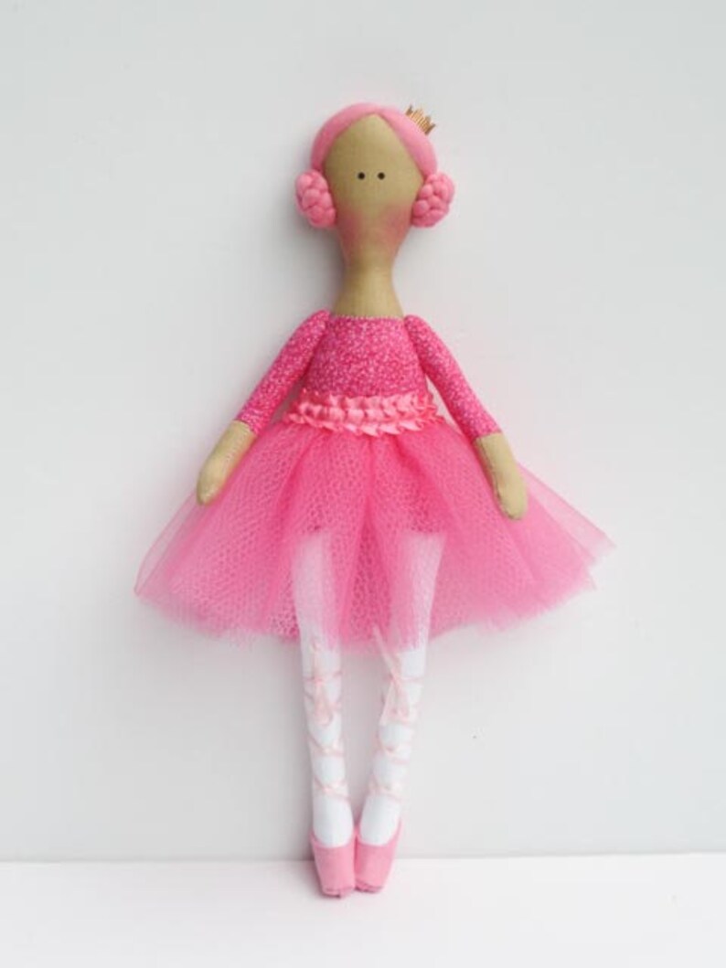Ballerina Doll Princess Doll Bright Pink Fabric Doll Cloth Doll Toy Stuffed doll Rag Doll Ballet Dancer gift for girls Room Décor Toy image 2