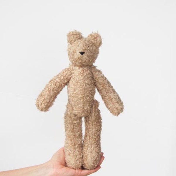 Teddy Bear soft stuffed bear toy light brown cream cuddly curly bear doll - gift for kids, nursey decor and baby shower gift