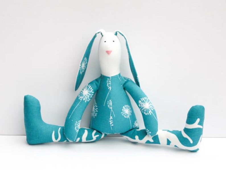 Teal Bunny Stuffed Bunny Rabbit Hare Stuffed Toy Plush Doll Etsy