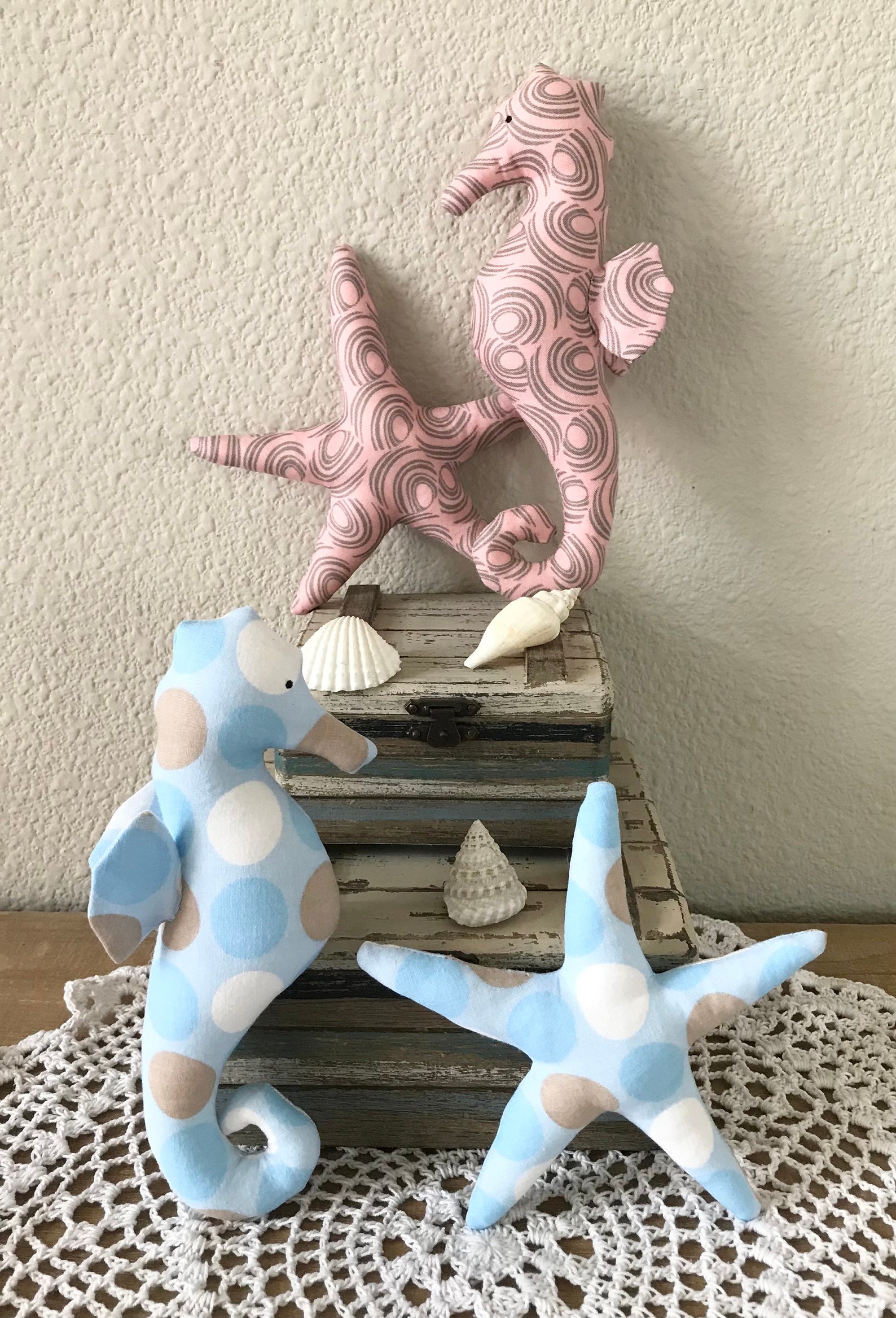 Plush Seahorse Pink Gray Blue Toy Stuffed Seahorse & Starfish - Etsy