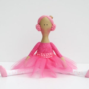 Ballerina Doll Princess Doll Bright Pink Fabric Doll Cloth Doll Toy Stuffed doll Rag Doll Ballet Dancer gift for girls Room Décor Toy image 3