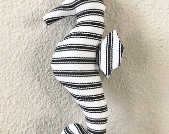 Plush Seahorse Starfish Whale Toy Black White Stripes Stuffed Nautical Nursery Décor Baby Shower Gift Baby Room Décor Bathroom Decor