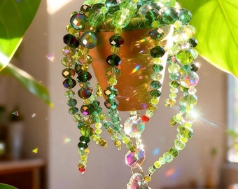 Handmade Beaded  DecorForever Succulent Suncatcher Round Globe window decor handmade botanical gift