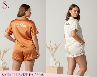 Plus Size 3XL 4XL 5XL Pajamas Customized Satin Pajamas Set Bridesmaid Pjs Bridal Party Pjs Bride Pajamas Bachelorette Party Bridesmaid Gift