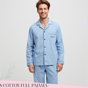 Men’s Custom Rayon Pajama Set Soft Lightweight PJs Personalized Gift for Him Groom & Groomsmen Wear Matching Pajamas Relaxing Sleepwear Set image 1