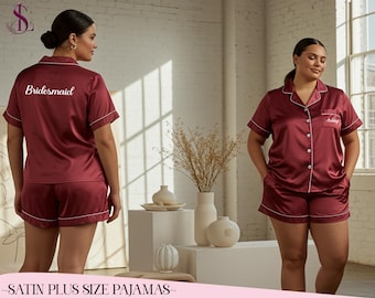 Customized Satin Pajamas Set Plus Size 3XL 4XL 5XL Pajamas Bridesmaid Pjs Bridal Party Pjs Bride Pajamas Bachelorette Party Bridesmaid Gift