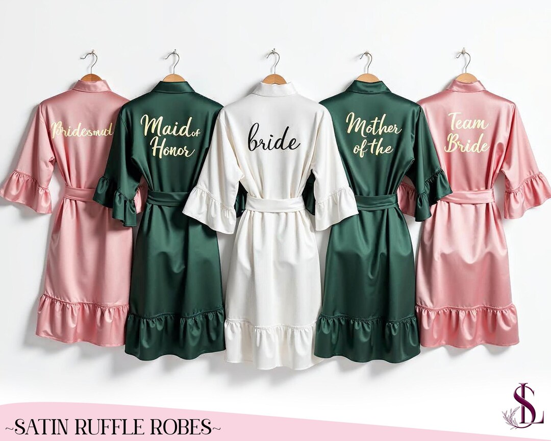 Satin Ruffle Robe Personalized Satin Ruffle Robe for Women Bridal Wear & Bridesmaid Gift ...