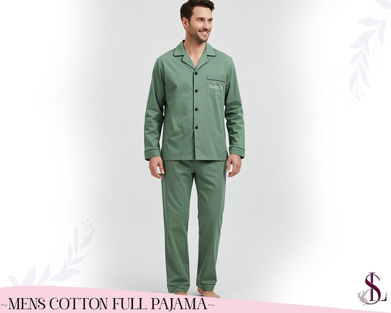 Men’s Custom Rayon Pajama Set Soft Lightweight PJs Personalized Gift for Him Groom & Groomsmen Wear Matching Pajamas Relaxing Sleepwear Set image 3