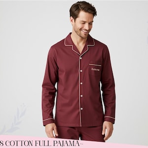 Men’s Custom Rayon Pajama Set Soft Lightweight PJs Personalized Gift for Him Groom & Groomsmen Wear Matching Pajamas Relaxing Sleepwear Set image 2