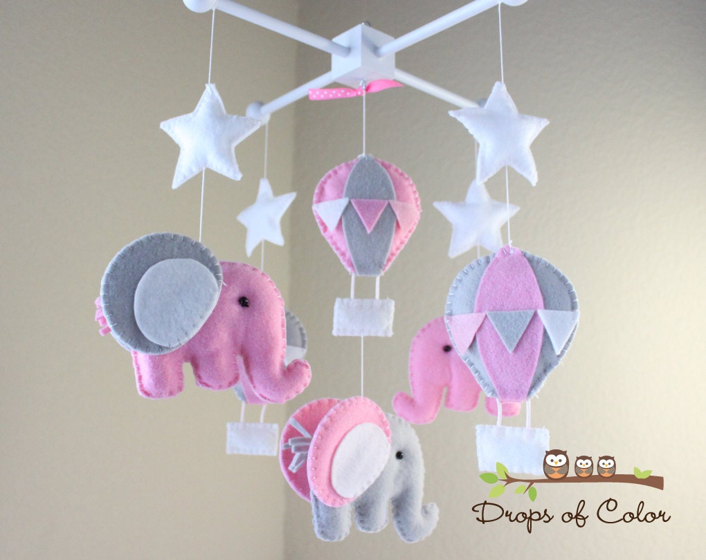 Baby Mobile Baby Crib Mobile Pink Hot Air Balloons and Etsy