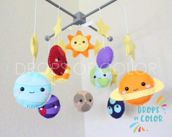 Planets Mobile Big Baby Mobile Baby Crib Ceiling Mobile Solar System Space Earth Saturn Stars And Moon Nursery Decor Handmade Felt