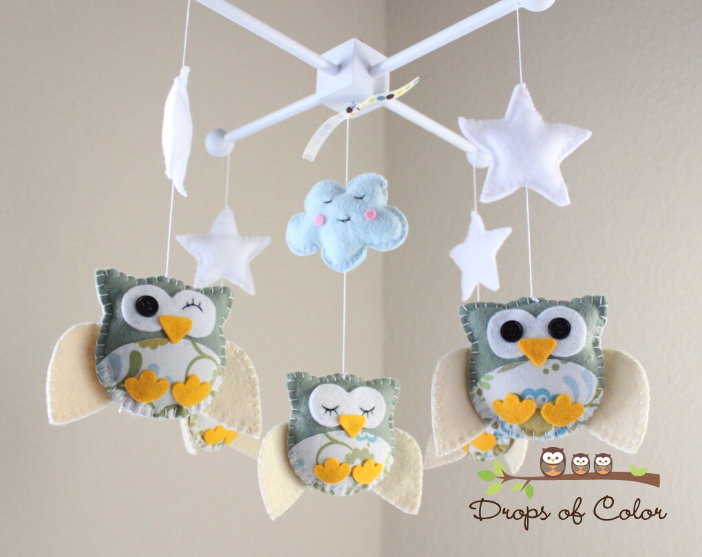 Baby Crib Mobile Baby Mobile Owl Mobile Five little Etsy