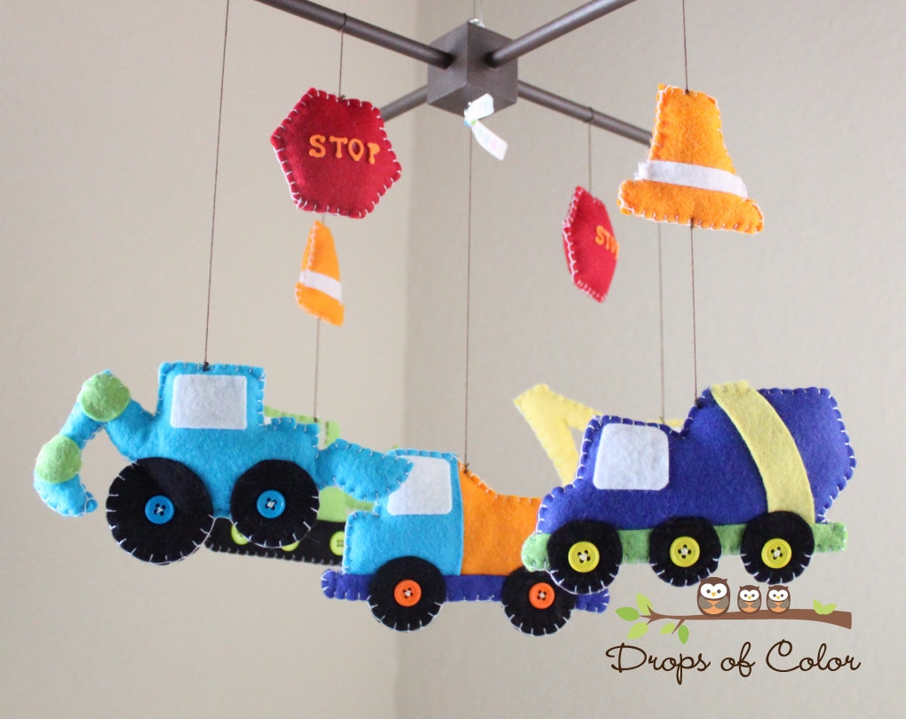 Baby Crib Mobile Baby Mobile Construction Truck Mobile Etsy
