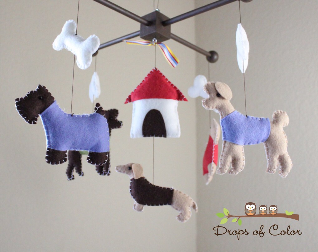 Baby Crib Mobile Baby Mobile Dogs & Bones Mobile Nursery Etsy
