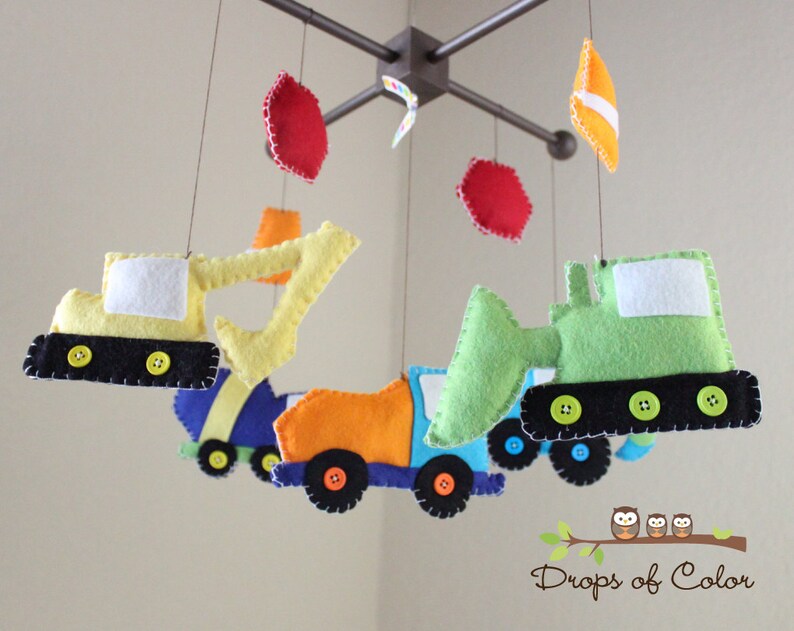 Baby Crib Mobile Baby Mobile Construction Truck Mobile Etsy