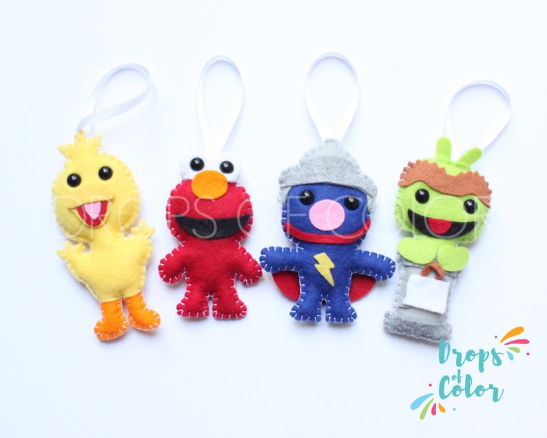 Sesame Street Plush Toys Felt Sesame Street Big Bird Elmo Etsy