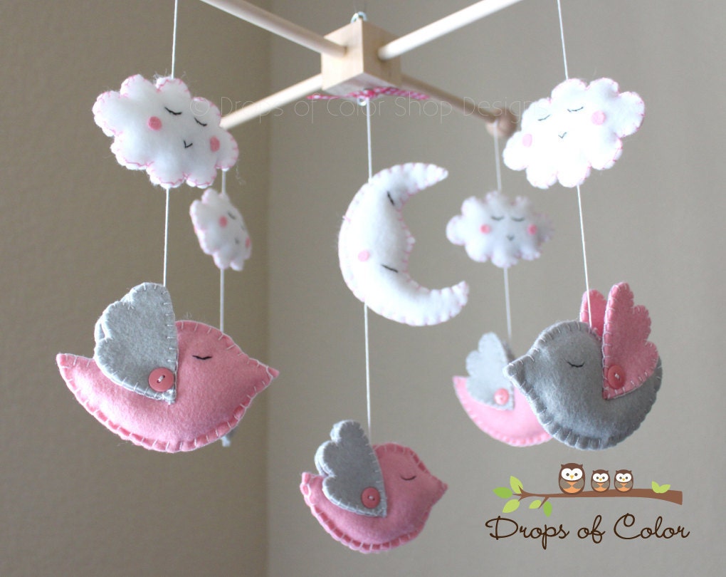 Baby Crib Mobile Baby Mobile Bird Mobile Girl Nursery Etsy