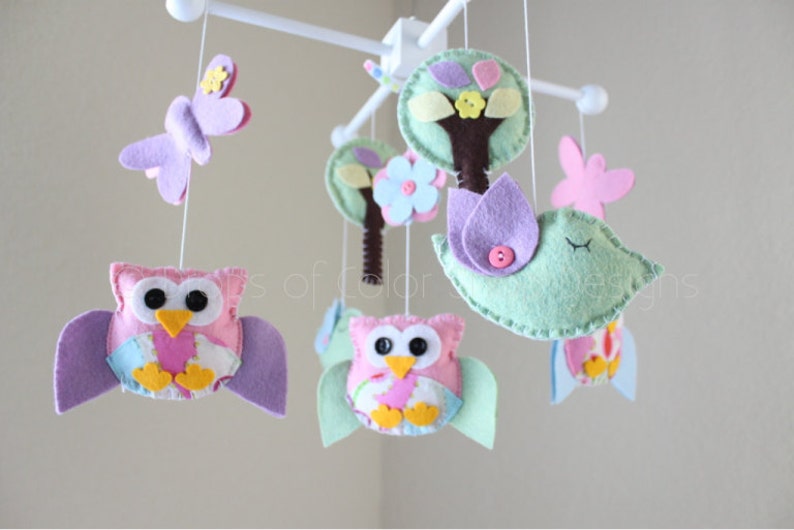 Baby Crib Mobile Baby Girl Mobile Owl and Birds Mobile Etsy