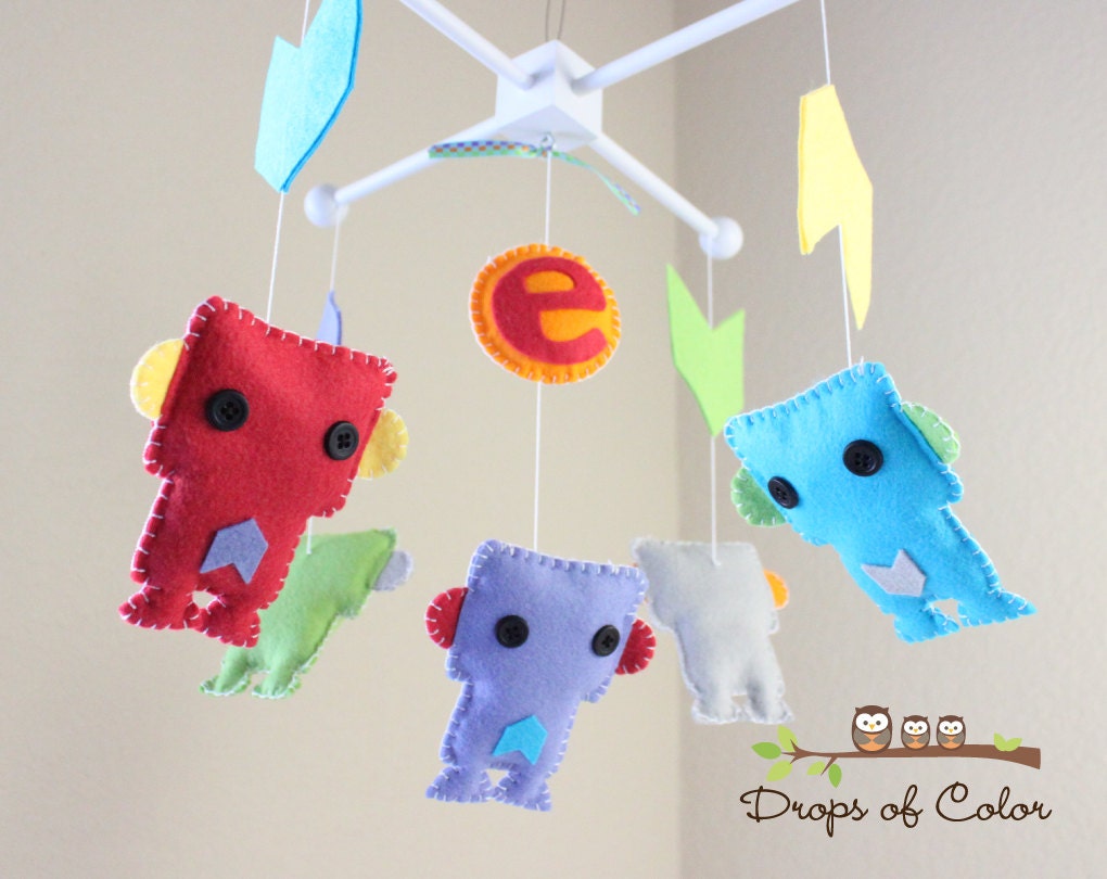 Baby Crib Mobile Baby Mobile Robot Mobile Chevron Heart Etsy