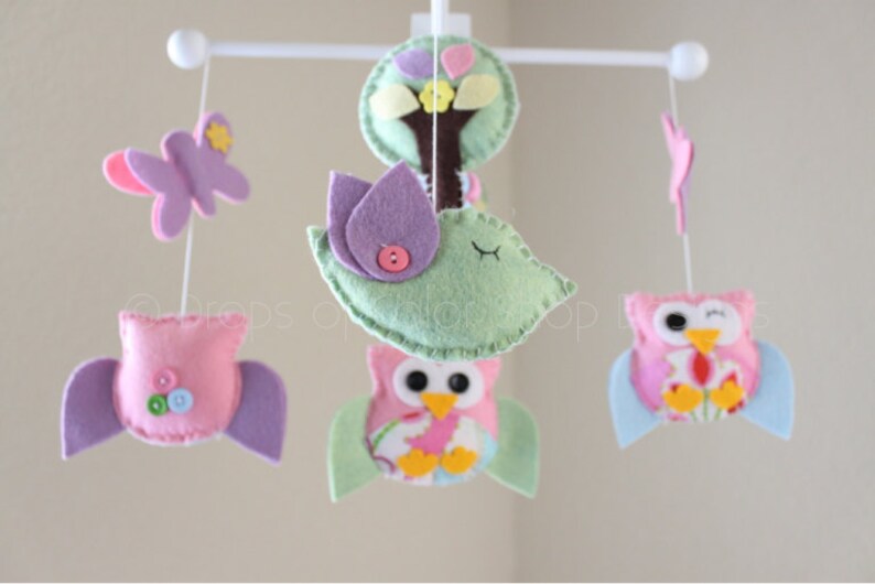 Baby Crib Mobile Baby Girl Mobile Owl and Birds Mobile Etsy