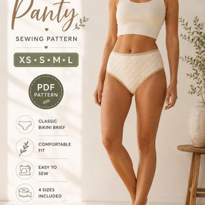 Panty Sewing Pattern PDF | XS S M L Sizes | Beginner Friendly Underwear DIY Lingerie (Instant Download)