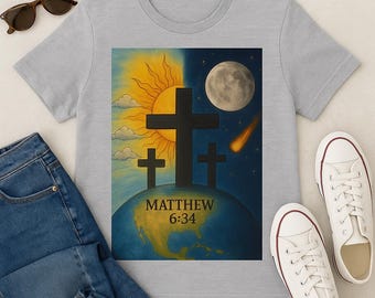 クリスチャンクロスグラフィックTシャツ、モーニングライトナイトスカイ、フェイスアパレル