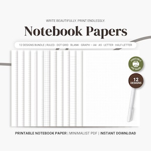 Printable Notebook Paper Templates College Ruled Lined Grid PDF