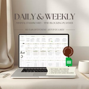 Planificador semanal y diario automatizado, rastreador de tareas minimalista, rutina simple, hoja de horario neutral
