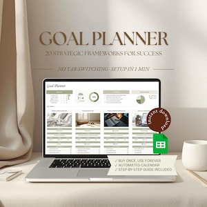Goal Planner Google Sheet, 20 Individual Trackers, Automated Analytics, Instant Download