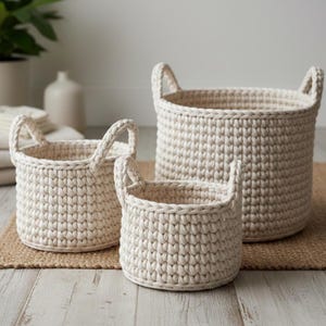 Patrón de cesta de crochet moderna en PDF: guía rápida de costura, almacenamiento y organización del hogar para principiantes.