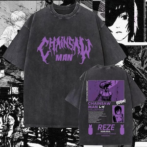 t-shirt vintage Devil Hunter Girl, chemise streetwear manga rétro, t-shirt graphique Reze esthétique pour les fans d&#39;anime, cadeau parfait pour les fans de tronçonneuse