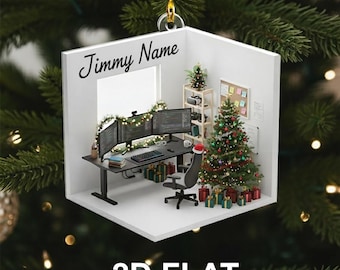 Personalized Programmer Christmas Ornament – Custom Tech Gift, 2D Flat Desk Decoration