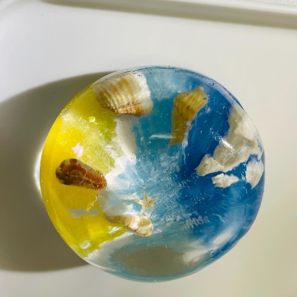 Blue Beach Mochi Squishy Toy, Stress Relief Fidget Toy,  Desk Decor, Ocean Lover Gift