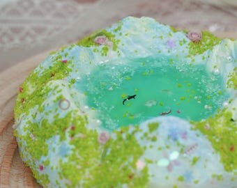 Green Ocean Island Fish Squishy, Food-grade Silicone, Desk Decor, Gift for Fish Lovers