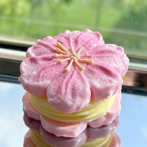 Pink Cherry Blossom Sakura Cookie Squishy, Peelable, Safe-grade Silicone Fidget Toy,  Gifts for Mom