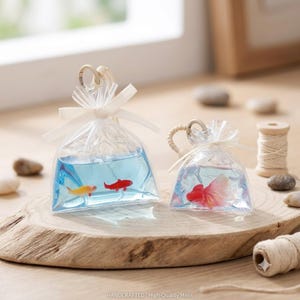 Goldfish Bag Squishy Charm, Realistic Water Feel Silicone Fidget Keychain, Handcrafted Fish Lover Gift