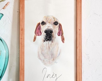 Custom watercolor, hand-painted animal portrait from a photo. Animal paintings available in various sizes: A4 or A5.